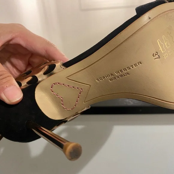 Sophia Webster Black and Gold Angel Wing Heels - Picture 4 of 4